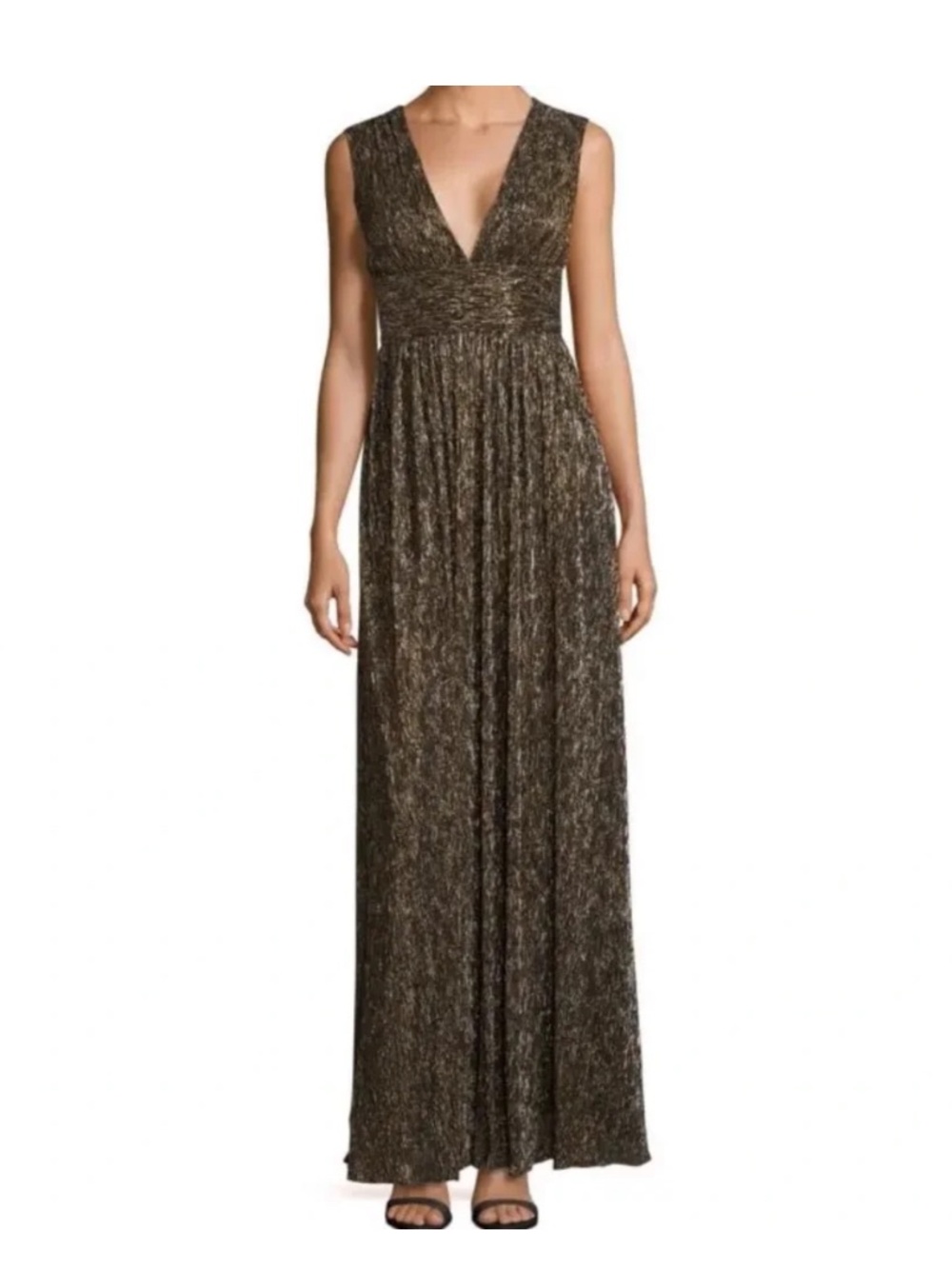 Aidan Mattox Metallic Low Vneck Black Bronze Dress GWN - 2M